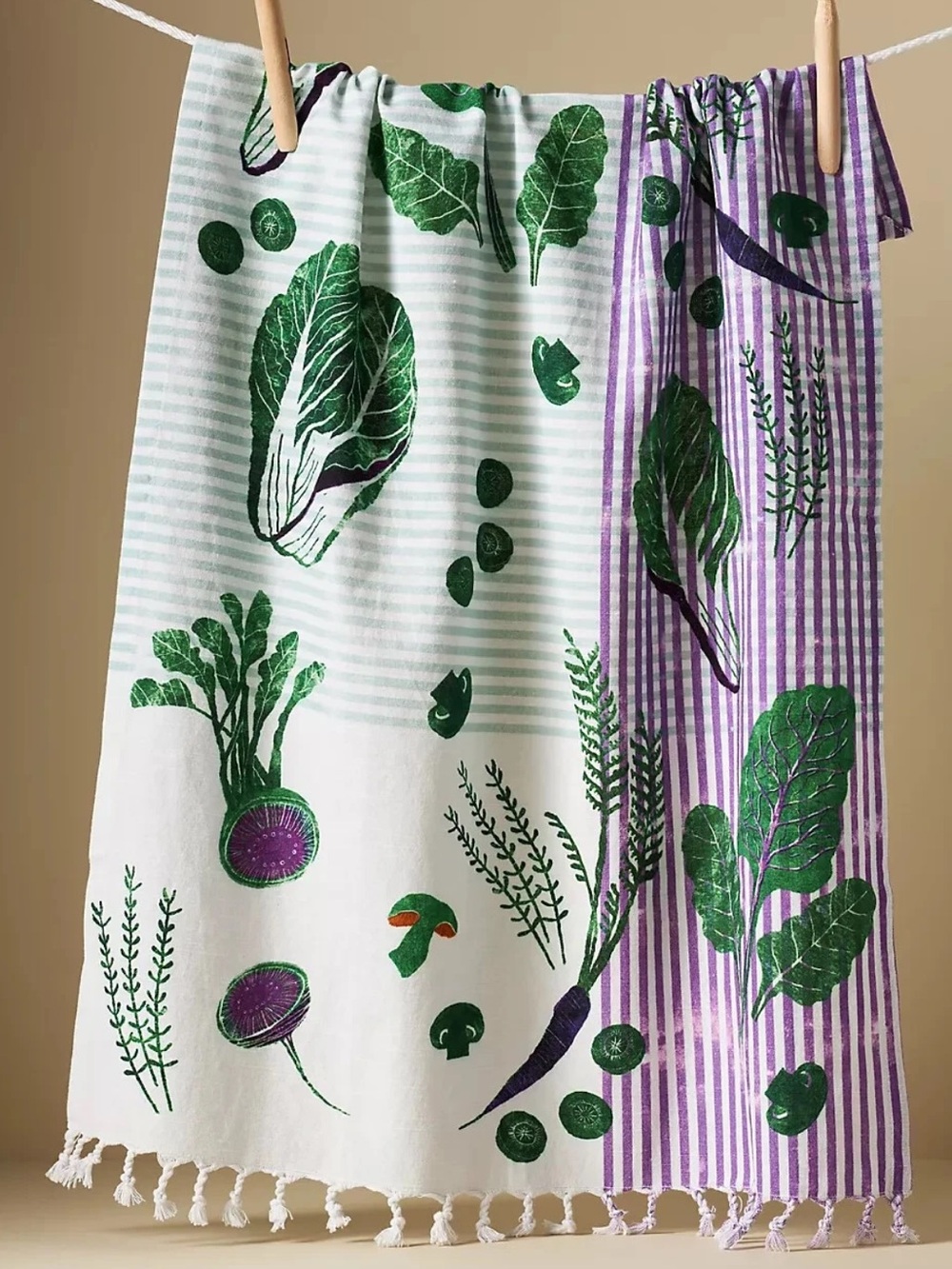 NEW Anthropologie Greens Block Print Dish Towel